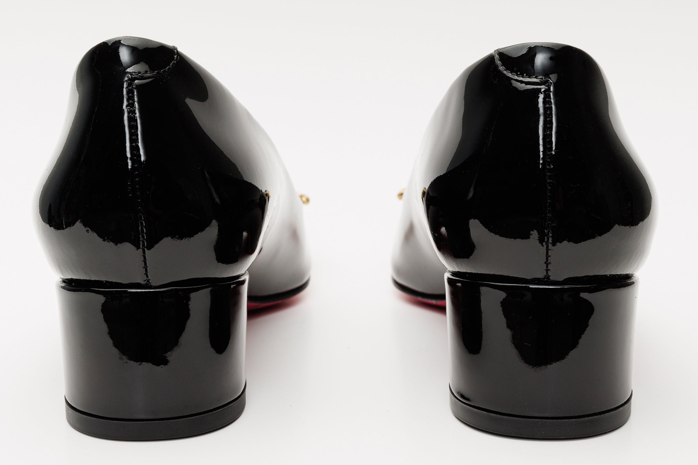The Foggia Black Leather Block Heel Pump Shoe - Vinci Leather
