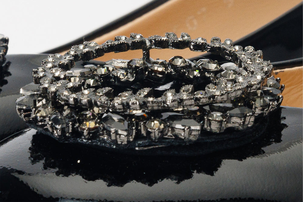 The Danish Black Patent Leather Block Heel Pump Shoe - Vinci Leather