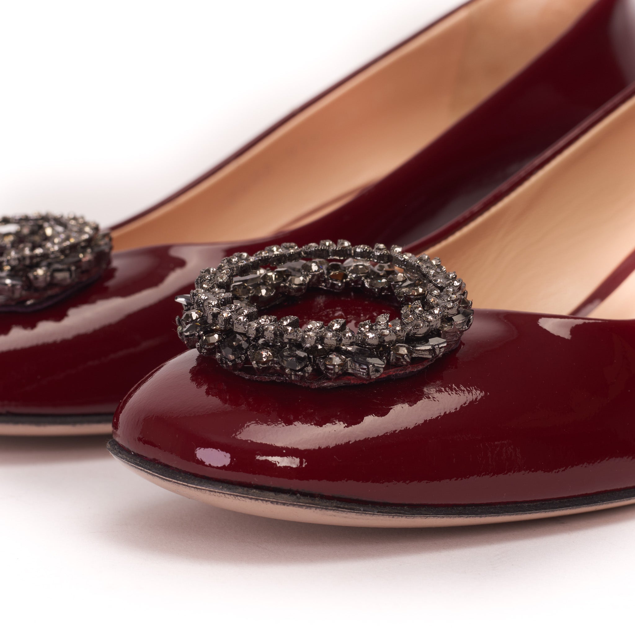 The Danish Burgundy Patent Leather Block Heel Pump Shoe - Vinci Leather
