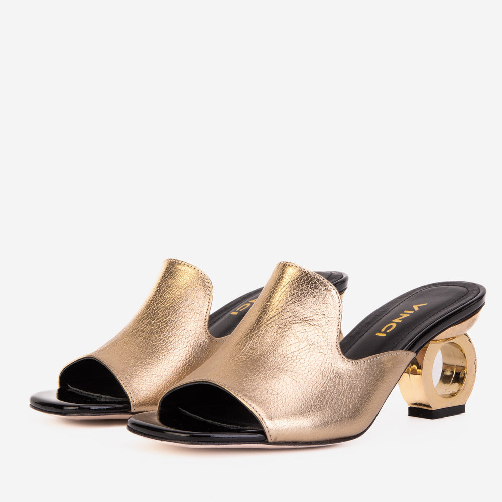 The Tory Gold Leather Sandal - Vinci Leather