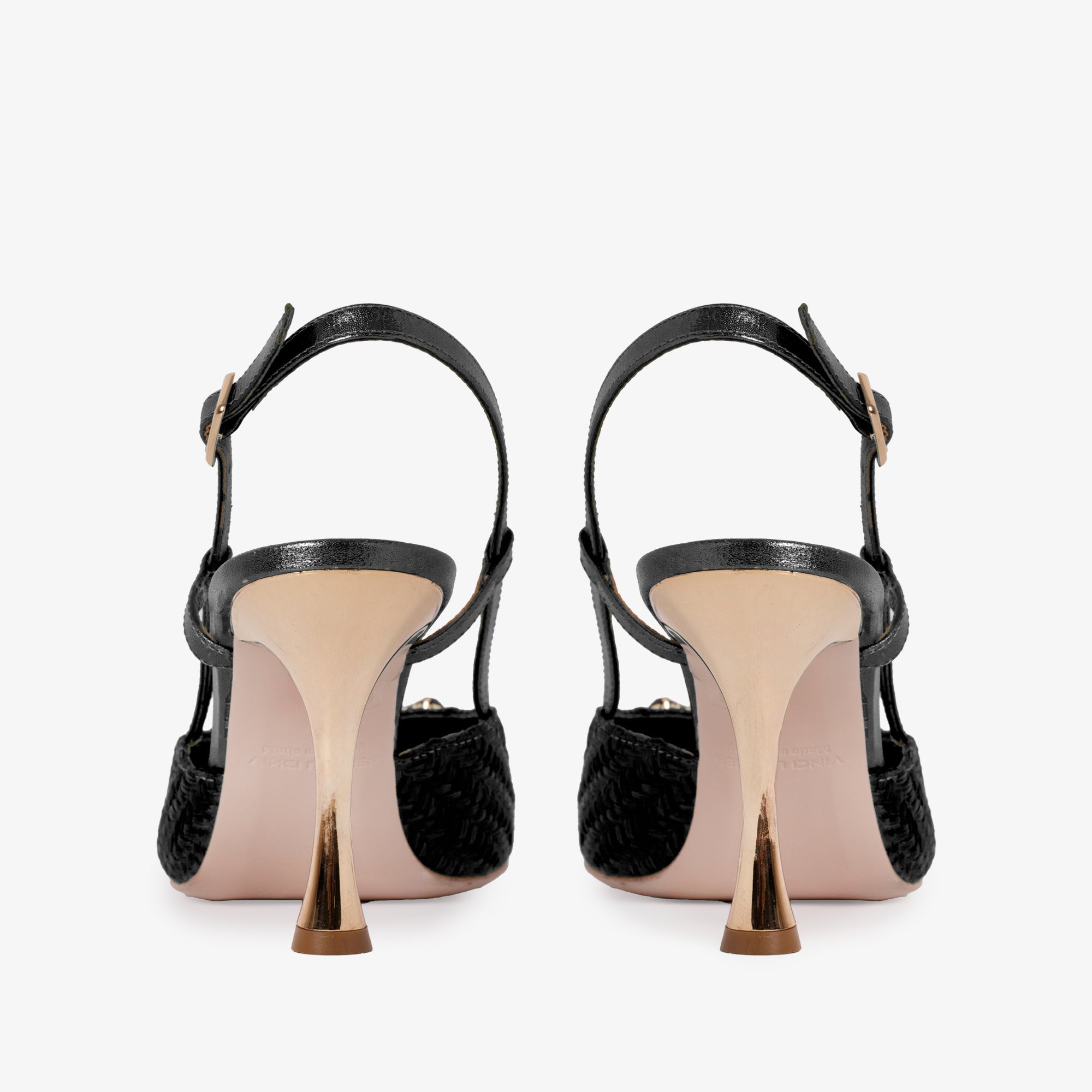 The Luna Black Leather Slingback Sandal - Vinci Leather