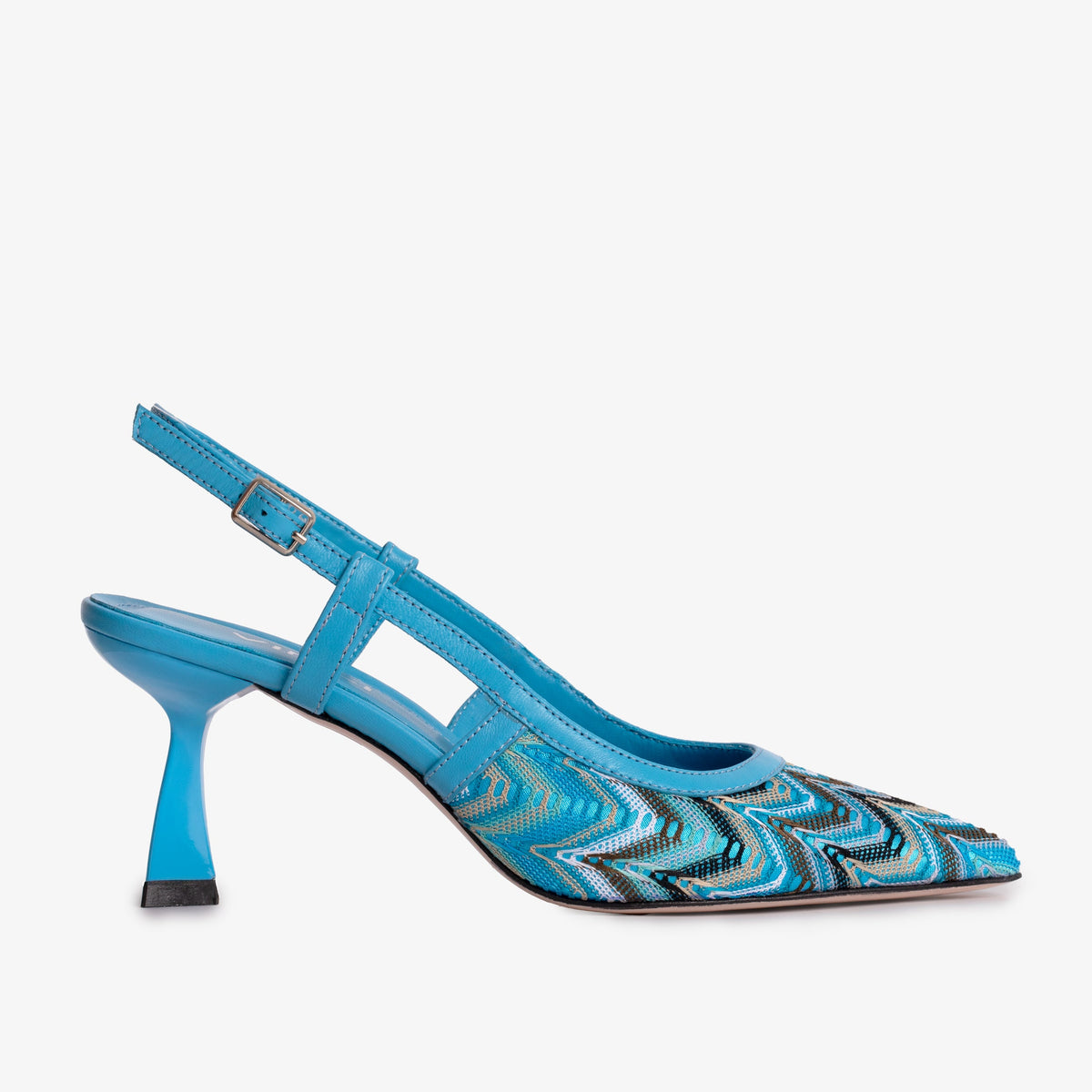 The Napoli Blue Leather Slingback Sandal - Vinci Leather