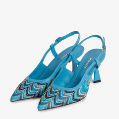 The Napoli Blue Leather Slingback Sandal - Vinci Leather