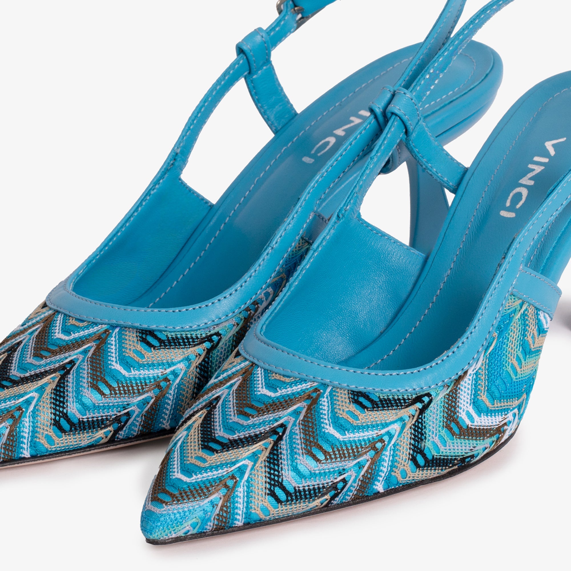 The Napoli Blue Leather Slingback Sandal - Vinci Leather