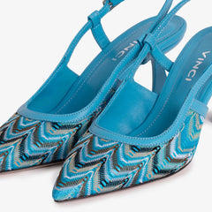 The Napoli Blue Leather Slingback Sandal - Vinci Leather