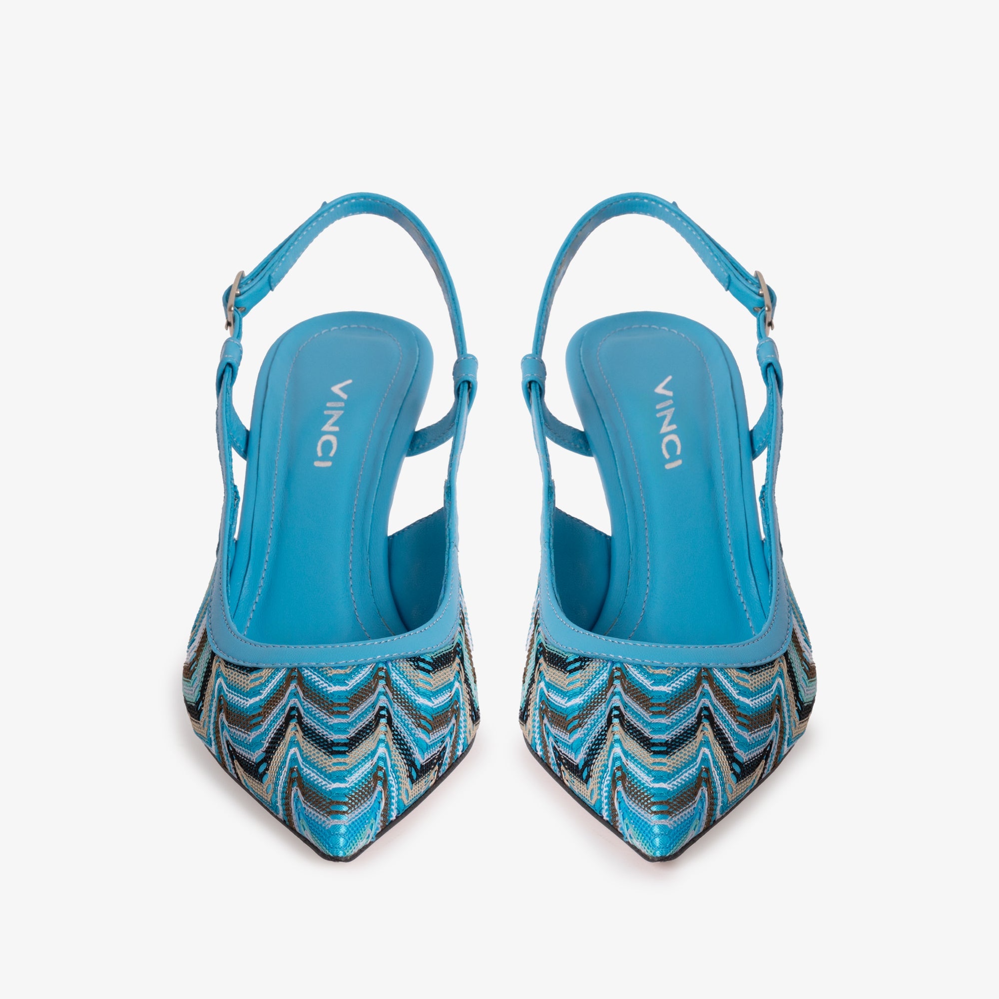 The Napoli Blue Leather Slingback Sandal - Vinci Leather