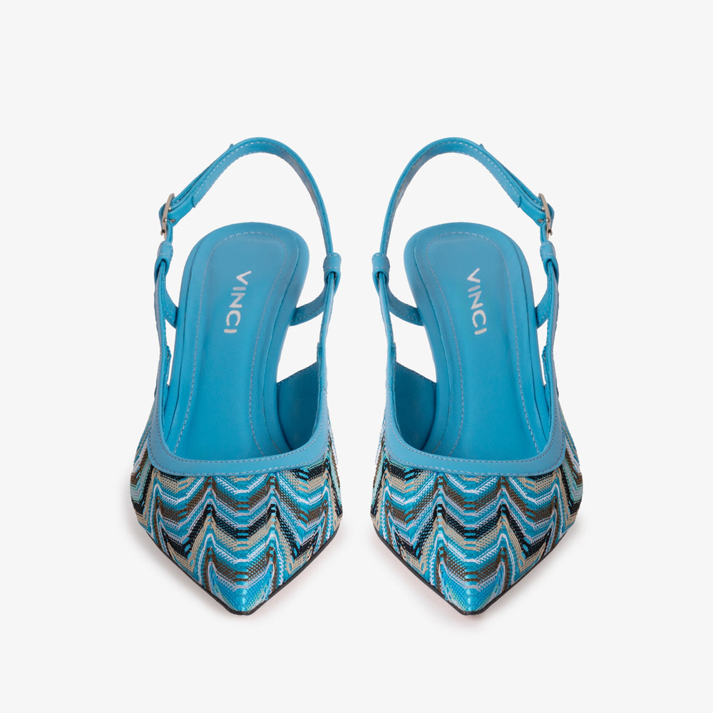 The Napoli Blue Leather Slingback Sandal - Vinci Leather