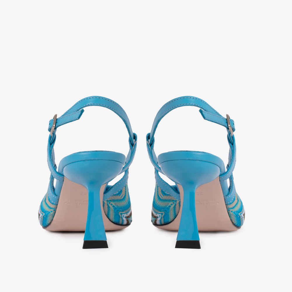 The Napoli Blue Leather Slingback Sandal - Vinci Leather