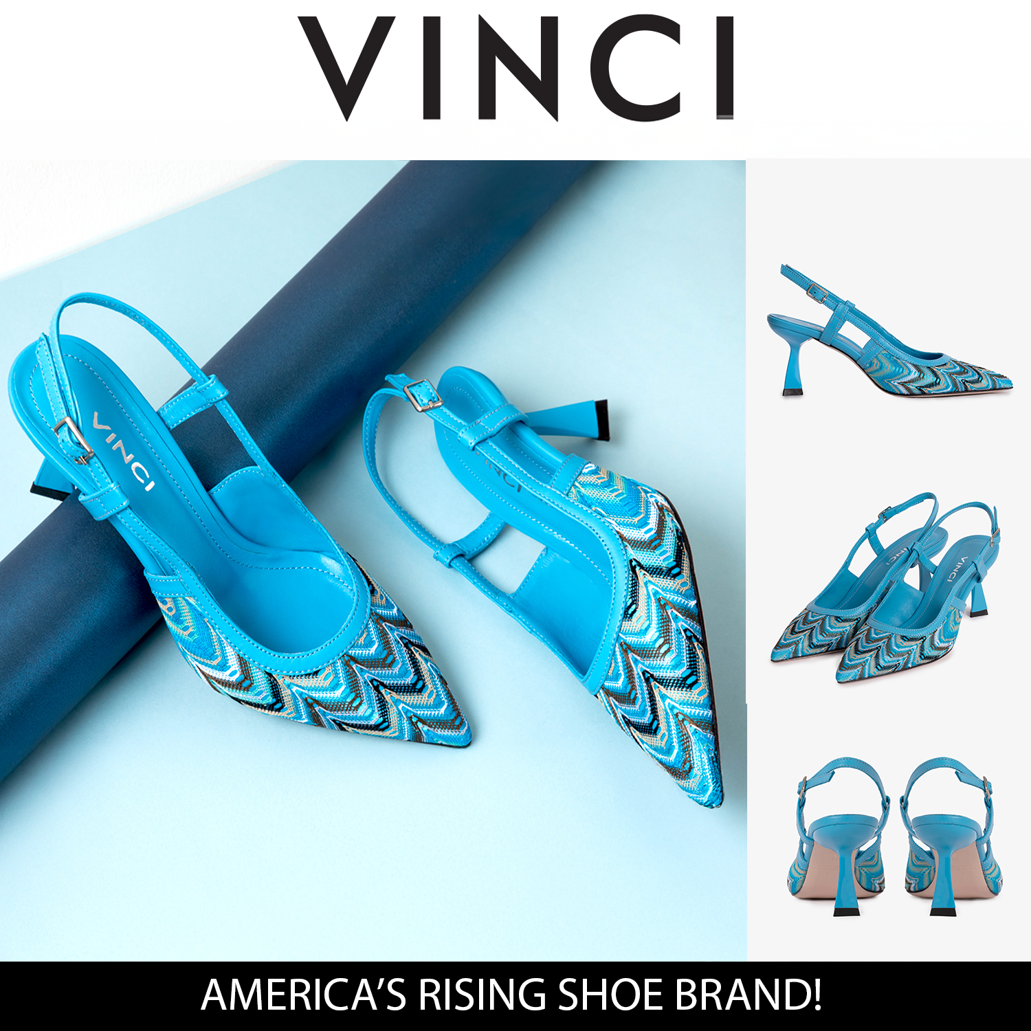 The Napoli Blue Leather Slingback Sandal - Vinci Leather