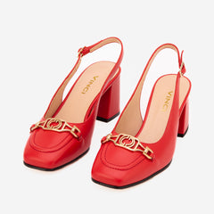 The Potomac Red Leather Slingback Sandal - Vinci Leather