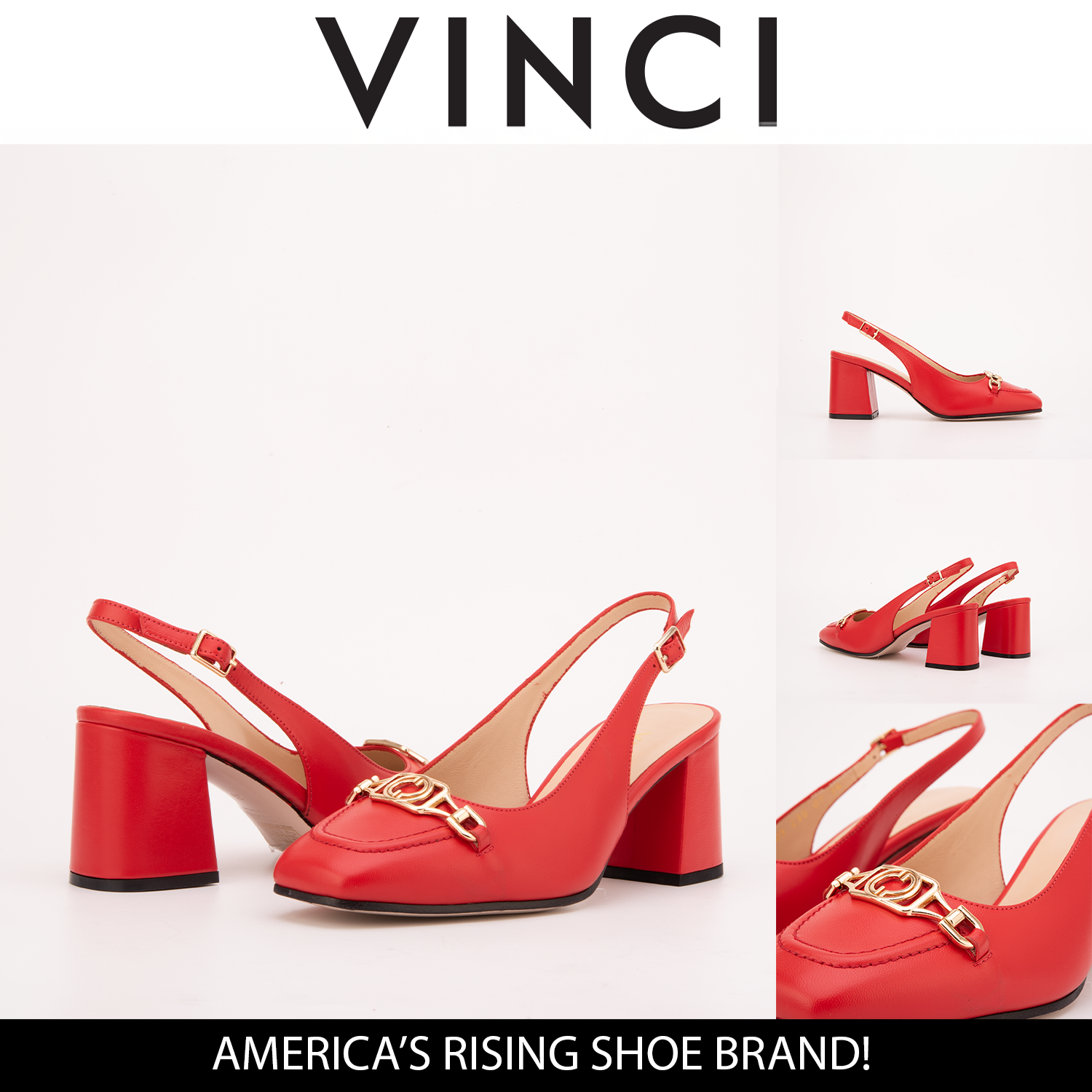The Potomac Red Leather Slingback Sandal - Vinci Leather