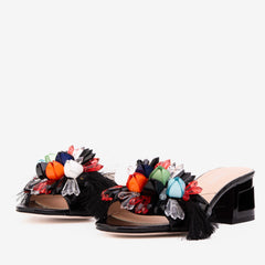 The Vigo Black Leather Block Heel Sandal - Vinci Leather