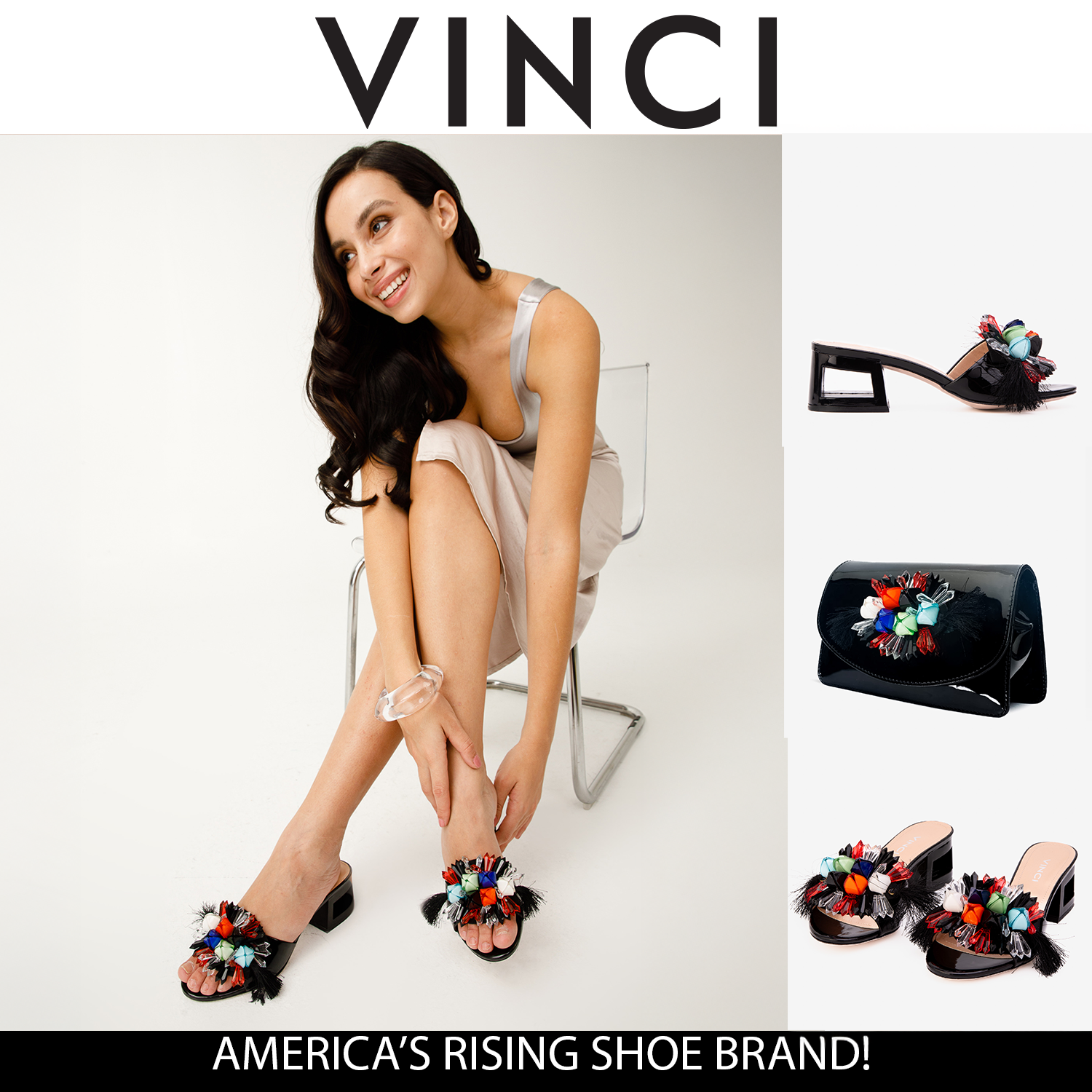 The Vigo Black Leather Block Heel Sandal - Vinci Leather