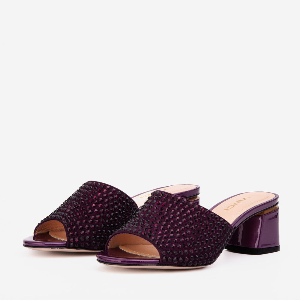 The Ailano Purple Glitter Leather Sandal - Vinci Leather