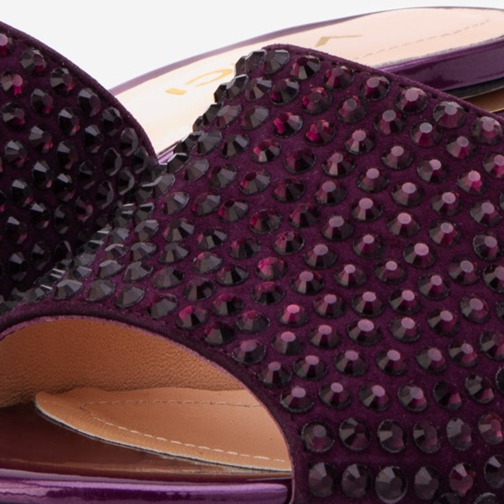 The Ailano Purple Glitter Leather Sandal - Vinci Leather