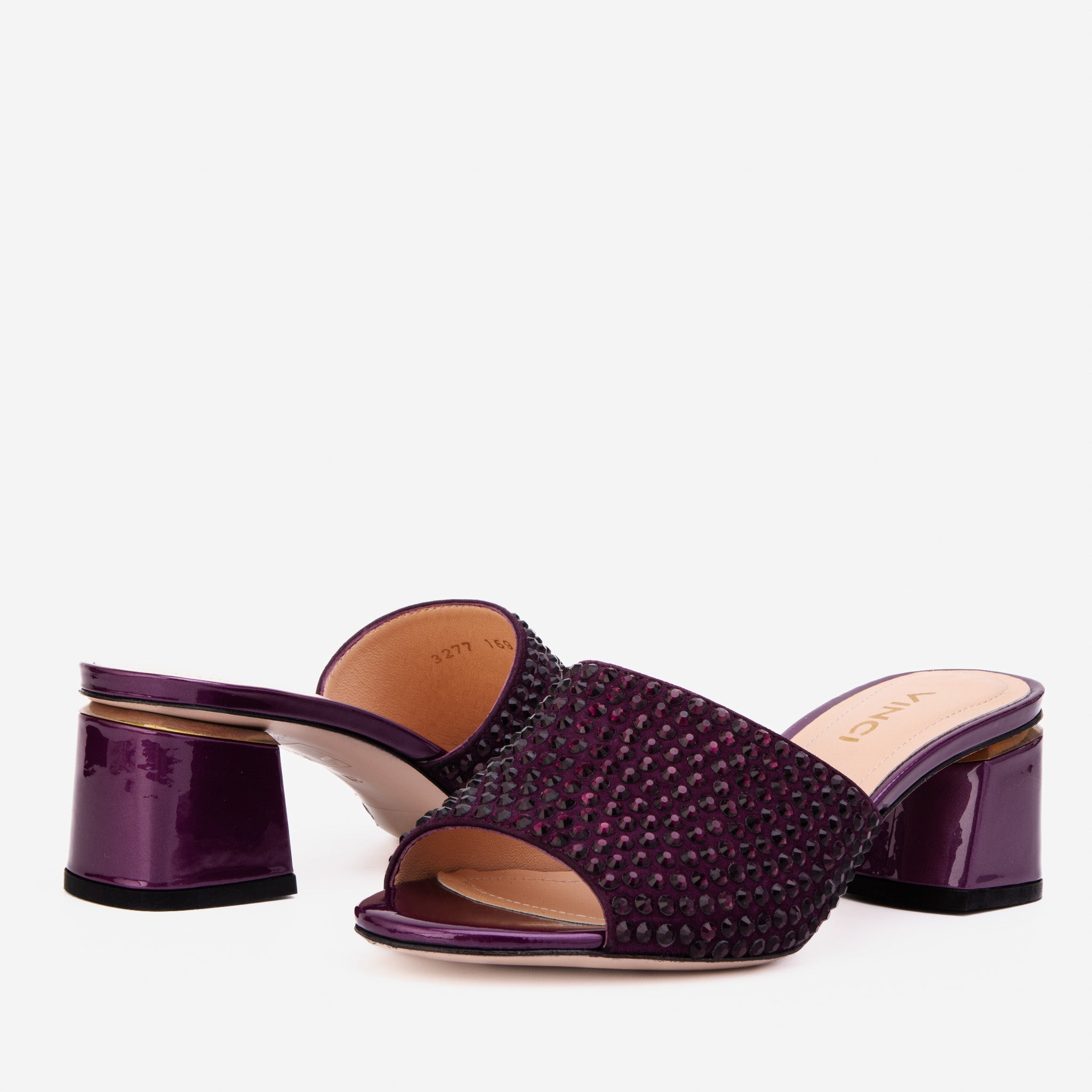 The Ailano Purple Glitter Leather Sandal - Vinci Leather