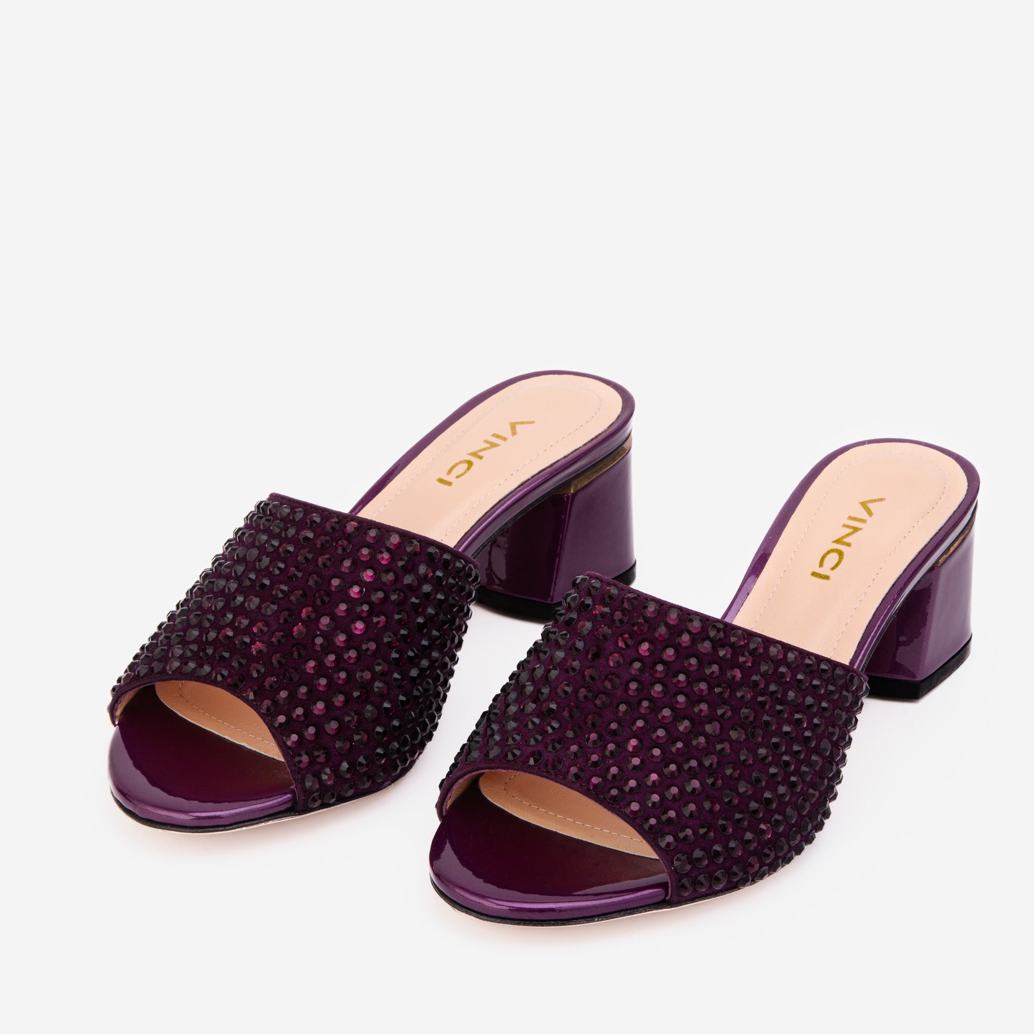 The Ailano Purple Glitter Leather Sandal - Vinci Leather