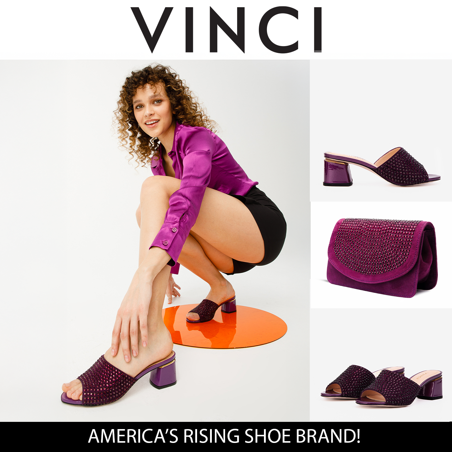 The Ailano Purple Glitter Leather Sandal - Vinci Leather