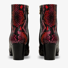 Gray Black Fuchsia Leather Block Heel Boot - Vinci Leather