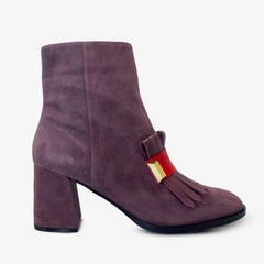 The Luksor Rose Suede Leather Block Heel Boot - Vinci Leather