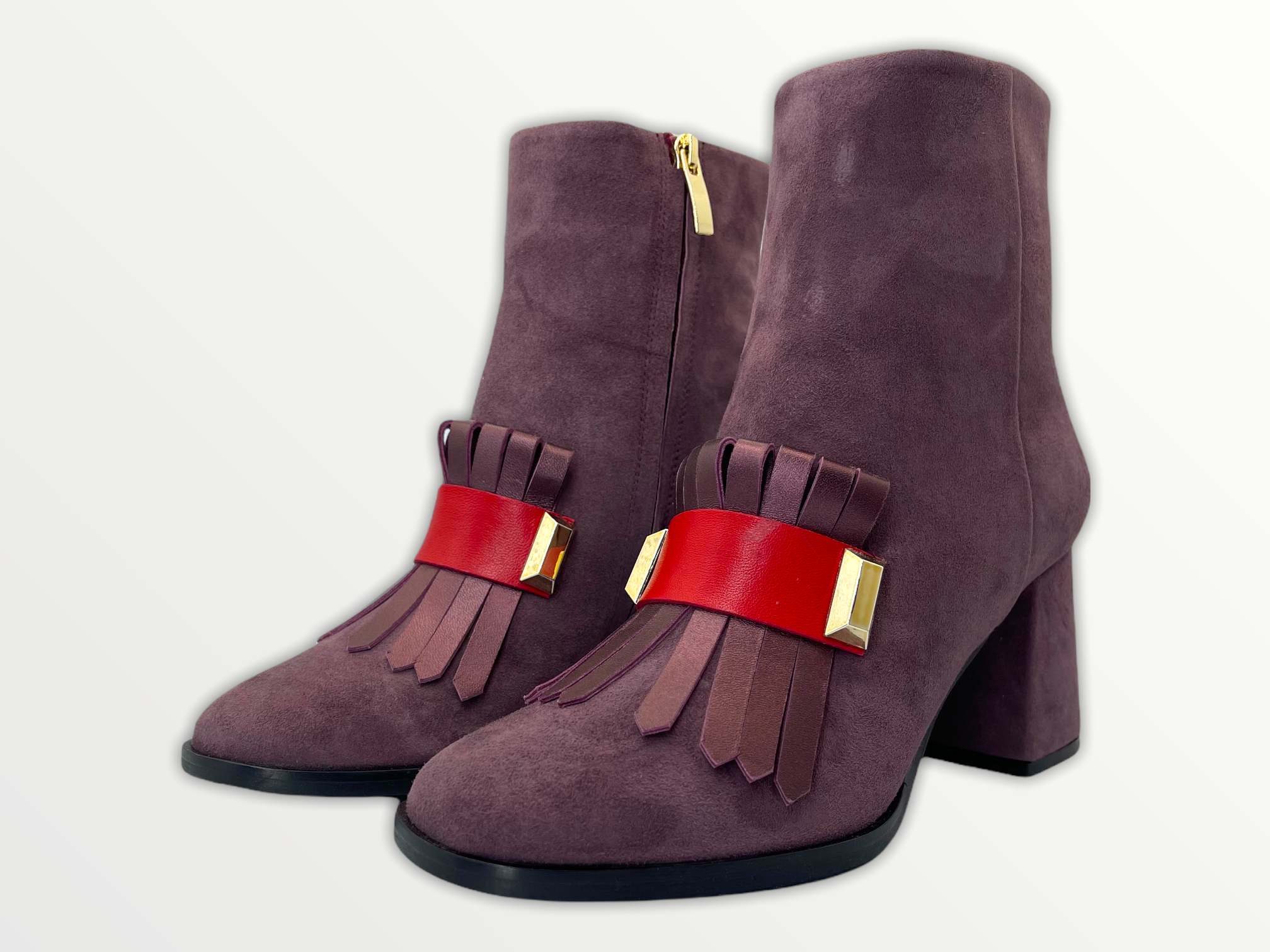 The Luksor Rose Suede Leather Block Heel Boot - Vinci Leather