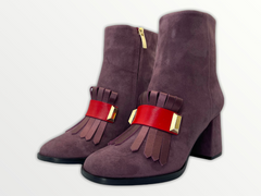 The Luksor Rose Suede Leather Block Heel Boot - Vinci Leather