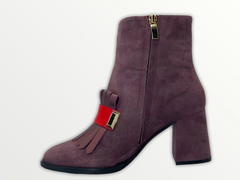 The Luksor Rose Suede Leather Block Heel Boot - Vinci Leather