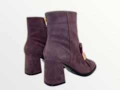 The Luksor Rose Suede Leather Block Heel Boot - Vinci Leather