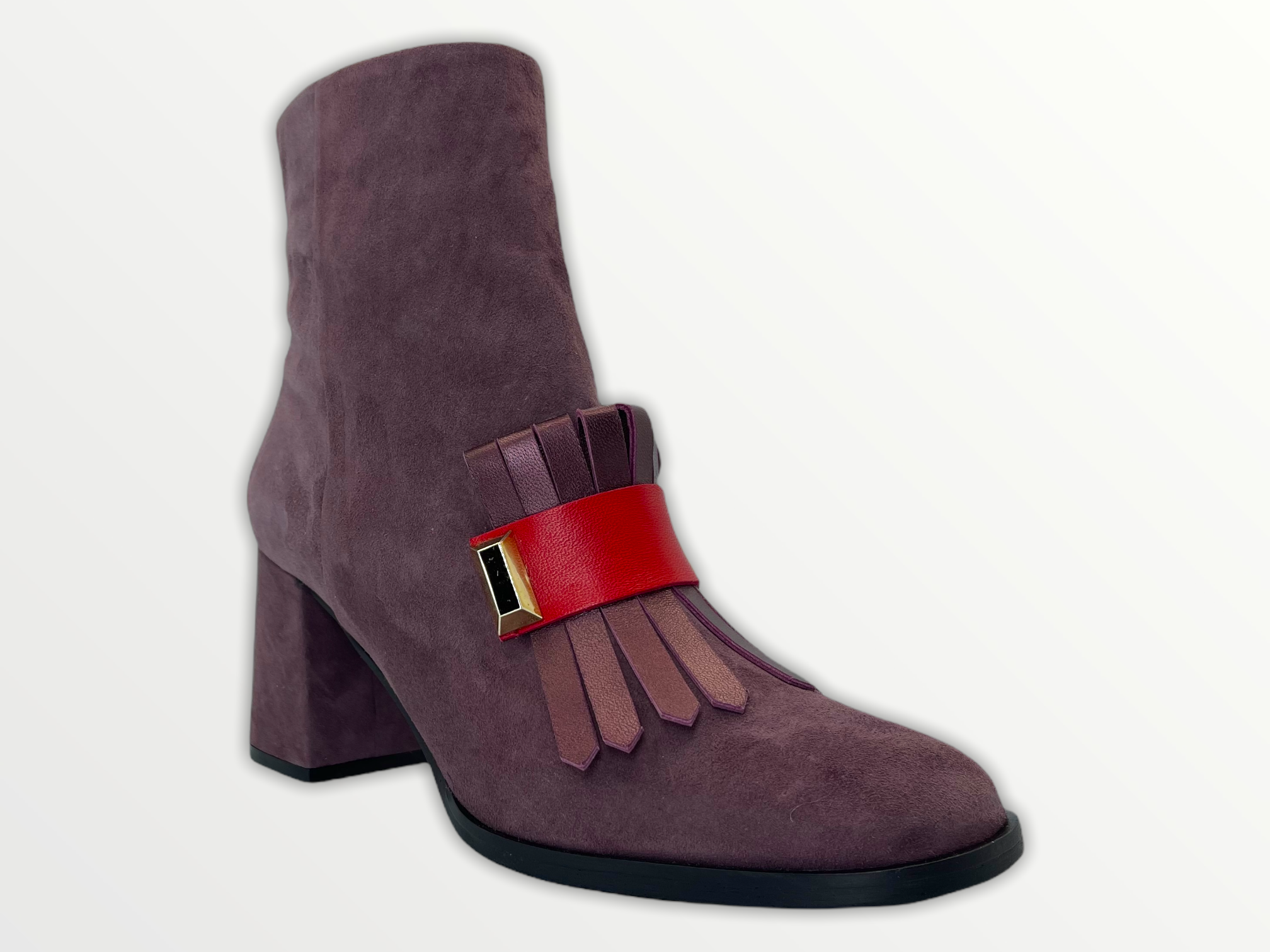 The Luksor Rose Suede Leather Block Heel Boot - Vinci Leather