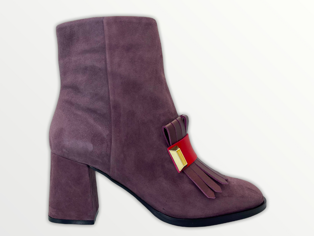 The Luksor Rose Suede Leather Block Heel Boot - Vinci Leather