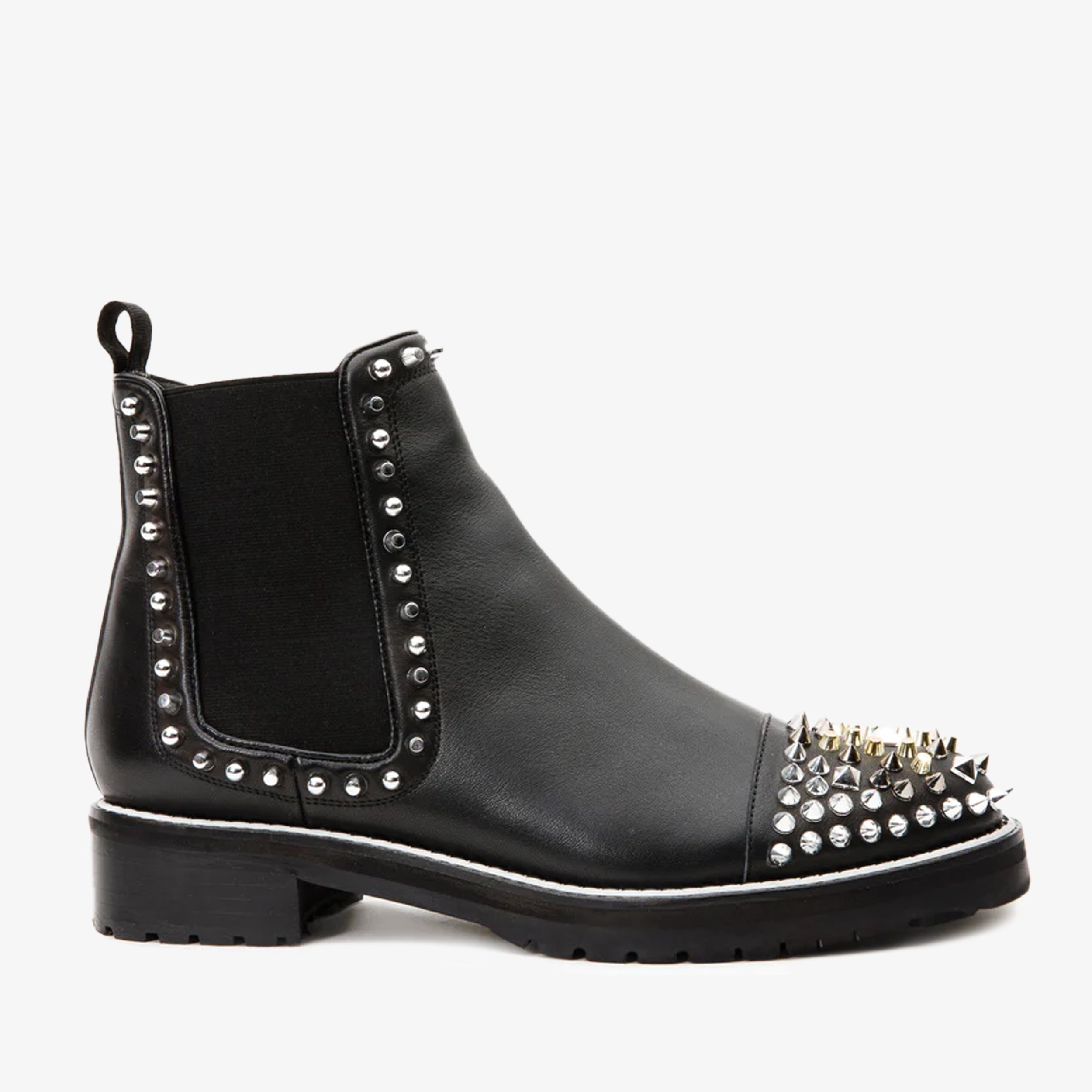 The Vuvulane Black Spike Leather Ankle Boot - Vinci Leather