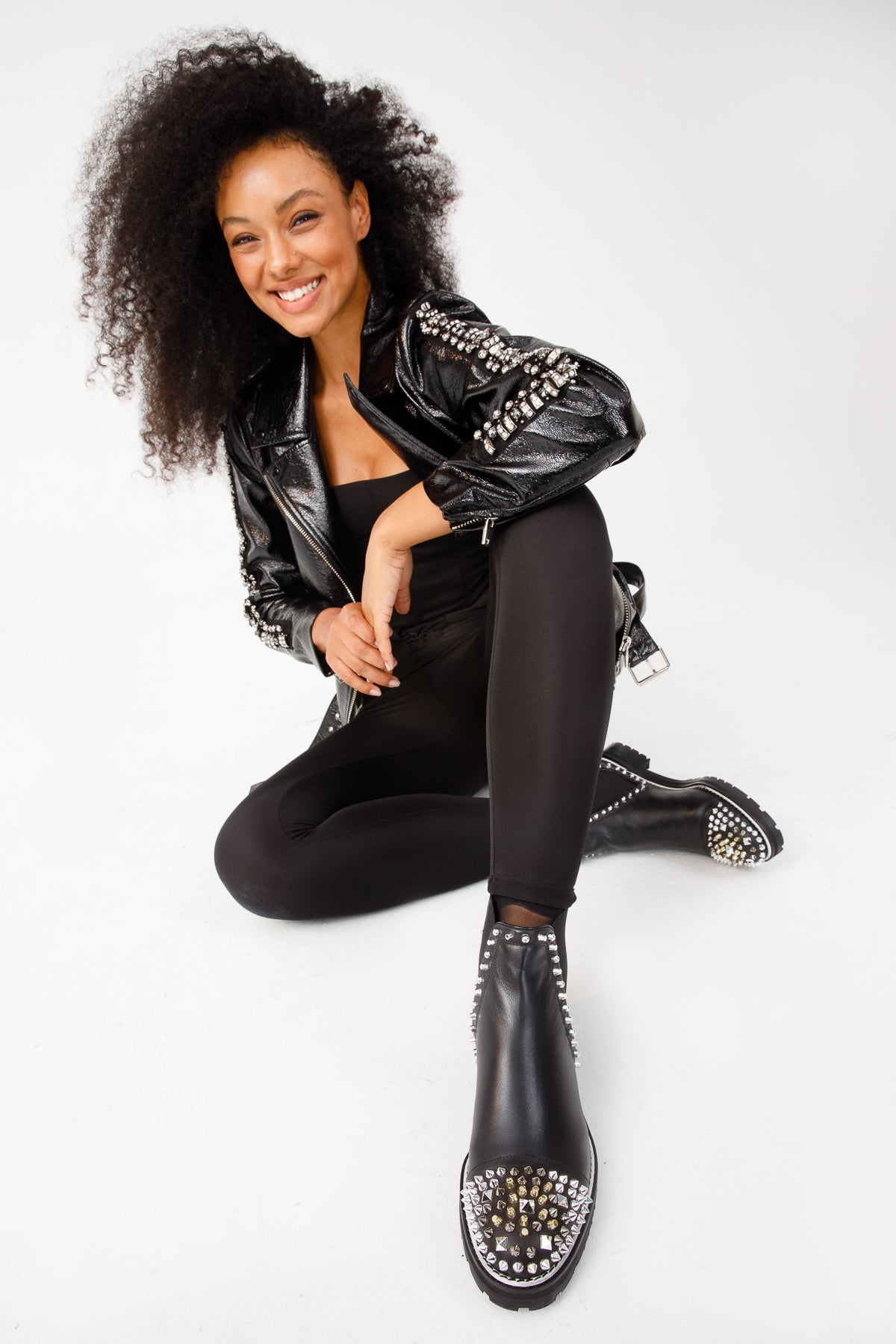 The Vuvulane Black Spike Leather Ankle Boot - Vinci Leather