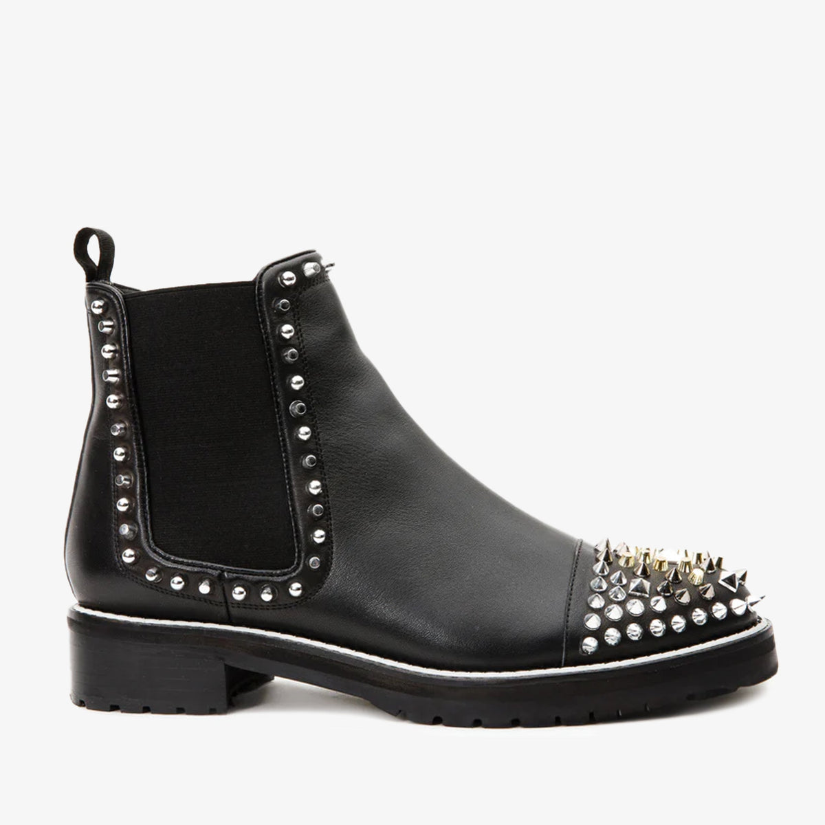 The Vuvulane Black Spike Leather Ankle Boot - Vinci Leather