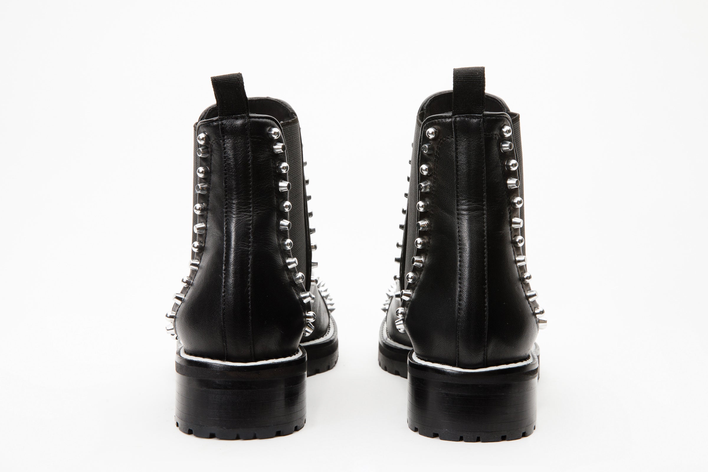 The Vuvulane Black Spike Leather Ankle Boot - Vinci Leather