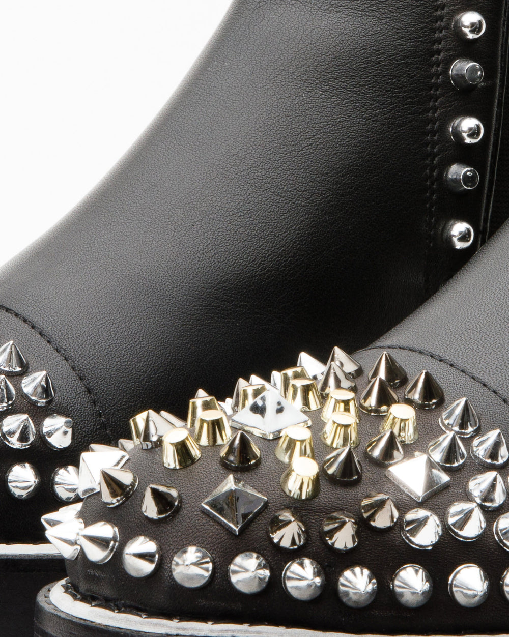 The Vuvulane Black Spike Leather Ankle Boot - Vinci Leather
