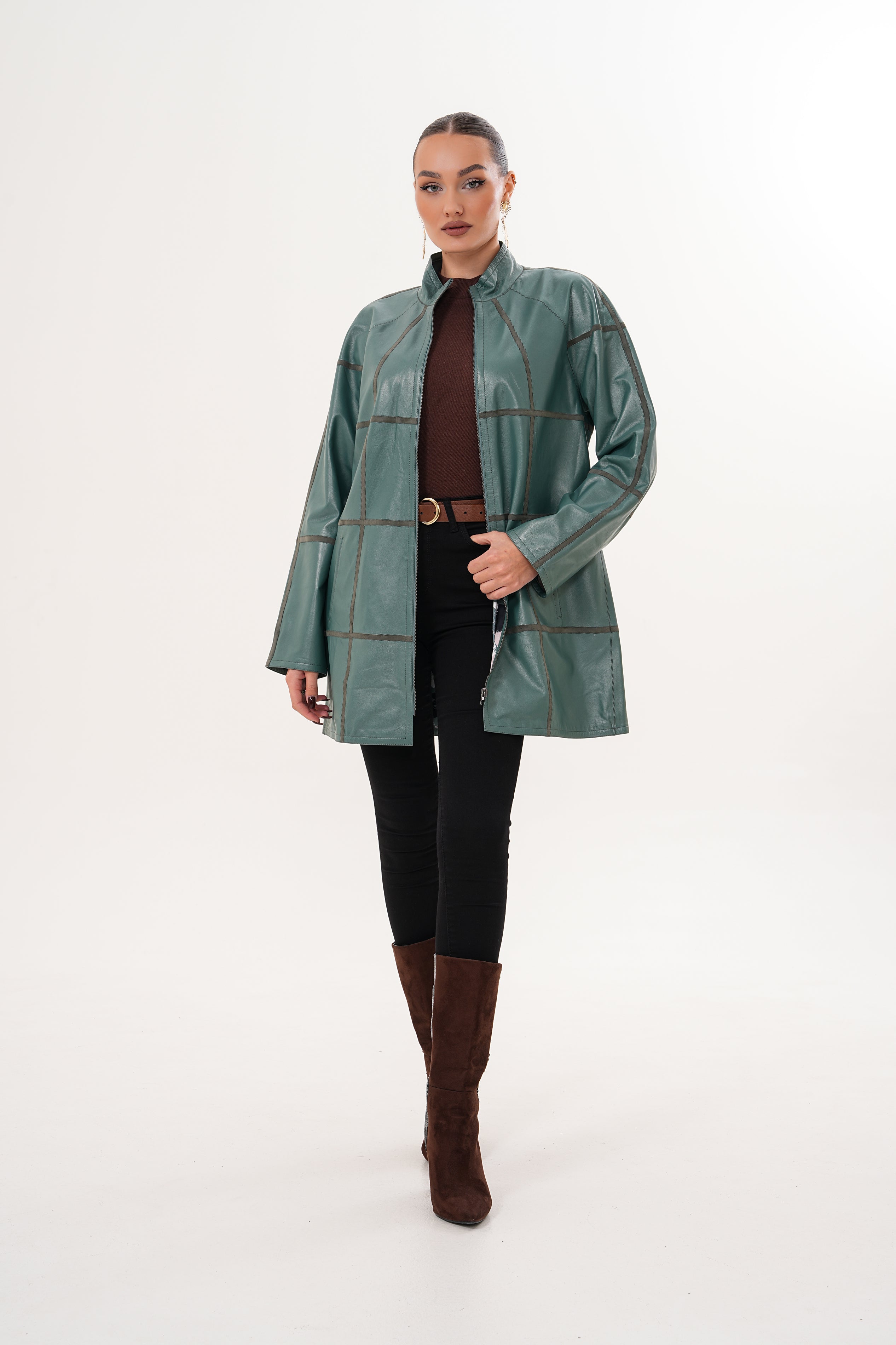 The Prado Reversible Green Leather Jacket - Vinci Leather