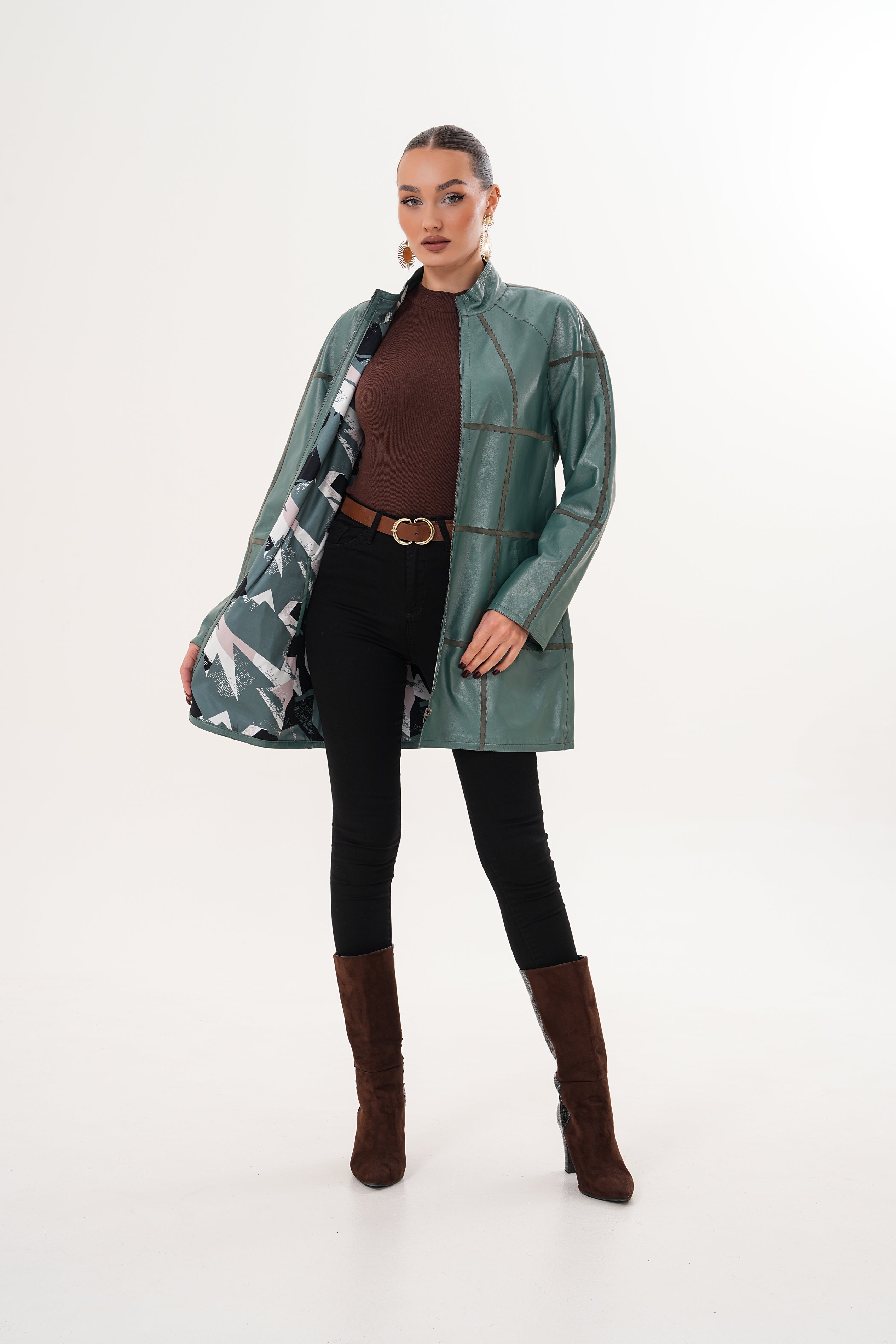 The Prado Reversible Green Leather Jacket - Vinci Leather