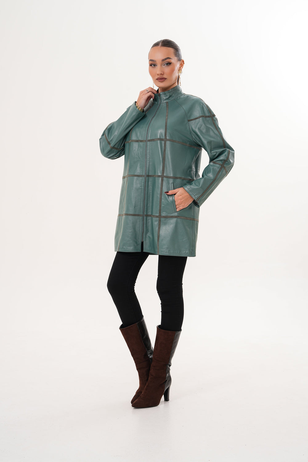 The Prado Reversible Green Leather Jacket - Vinci Leather