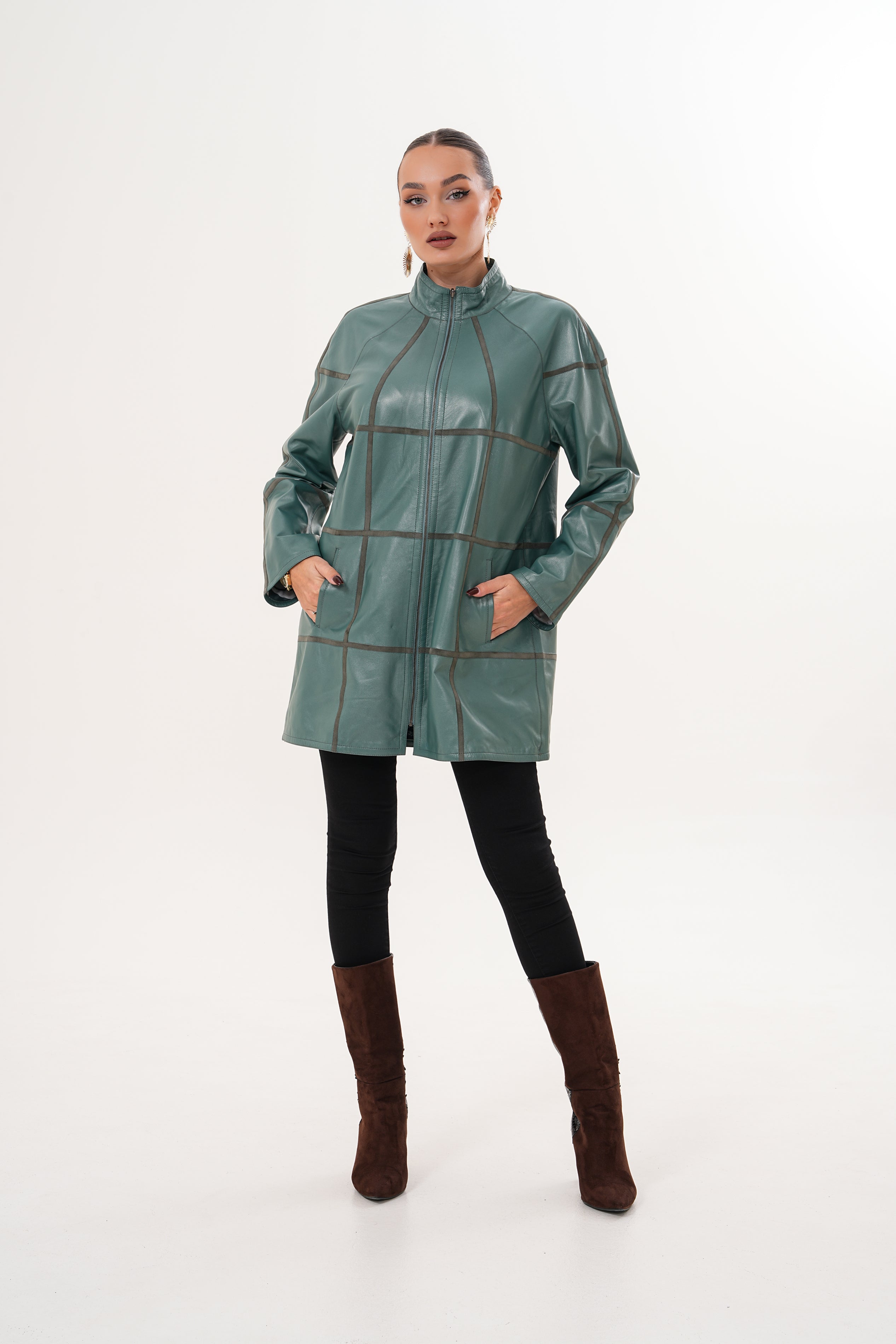 The Prado Reversible Green Leather Jacket - Vinci Leather