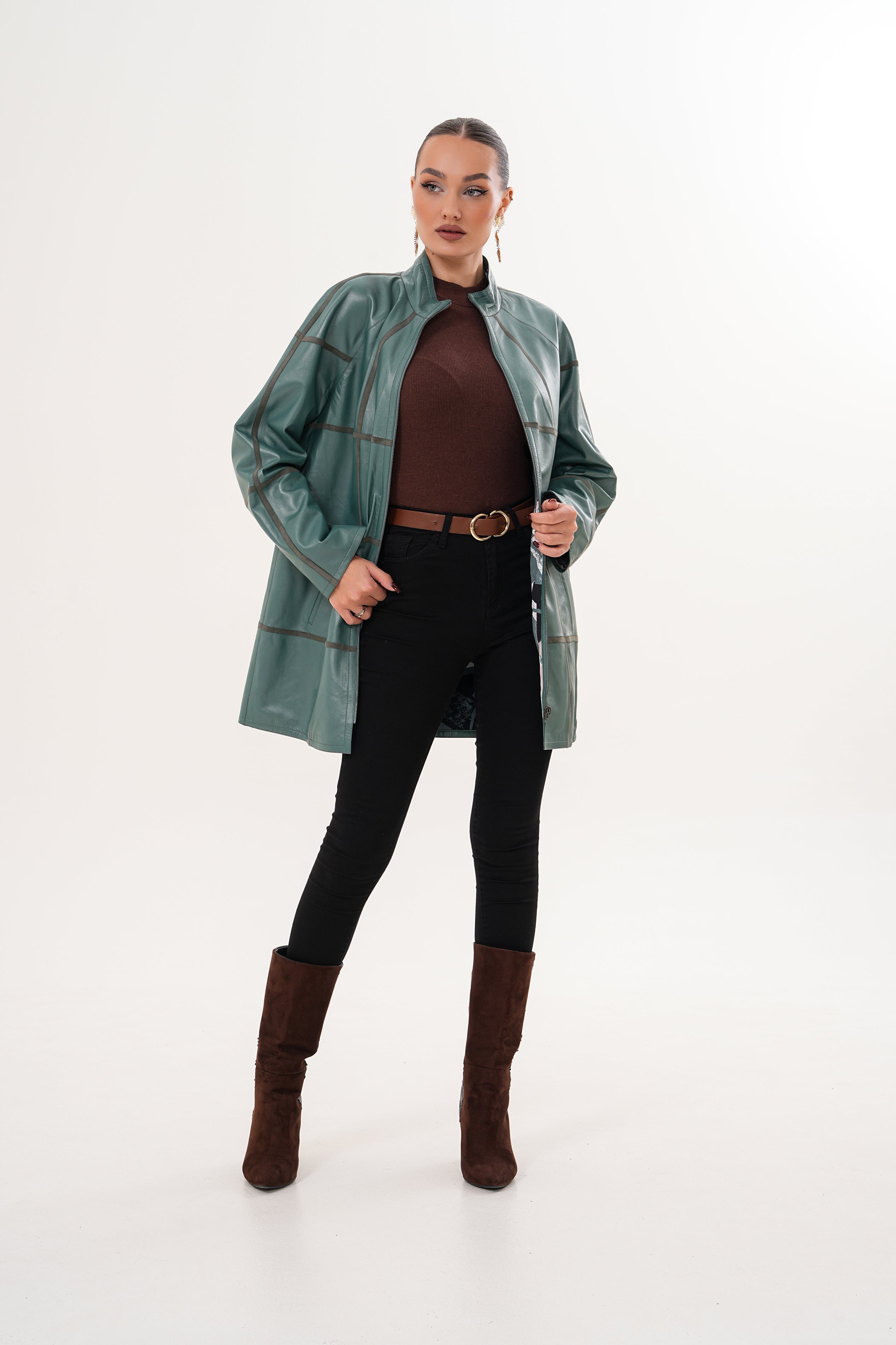 The Prado Reversible Green Leather Jacket - Vinci Leather