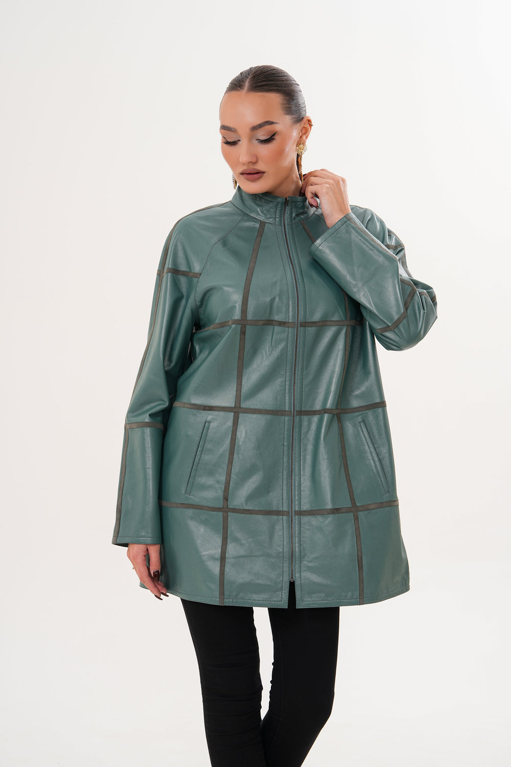 The Prado Reversible Green Leather Jacket - Vinci Leather