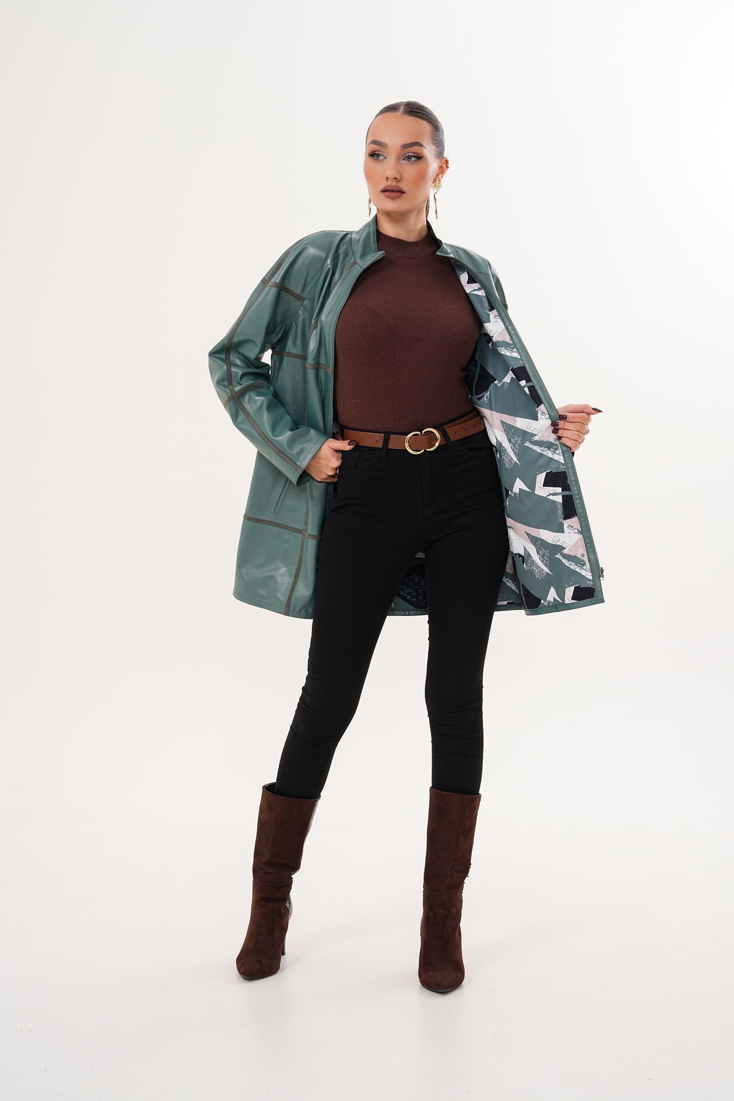 The Prado Reversible Green Leather Jacket - Vinci Leather