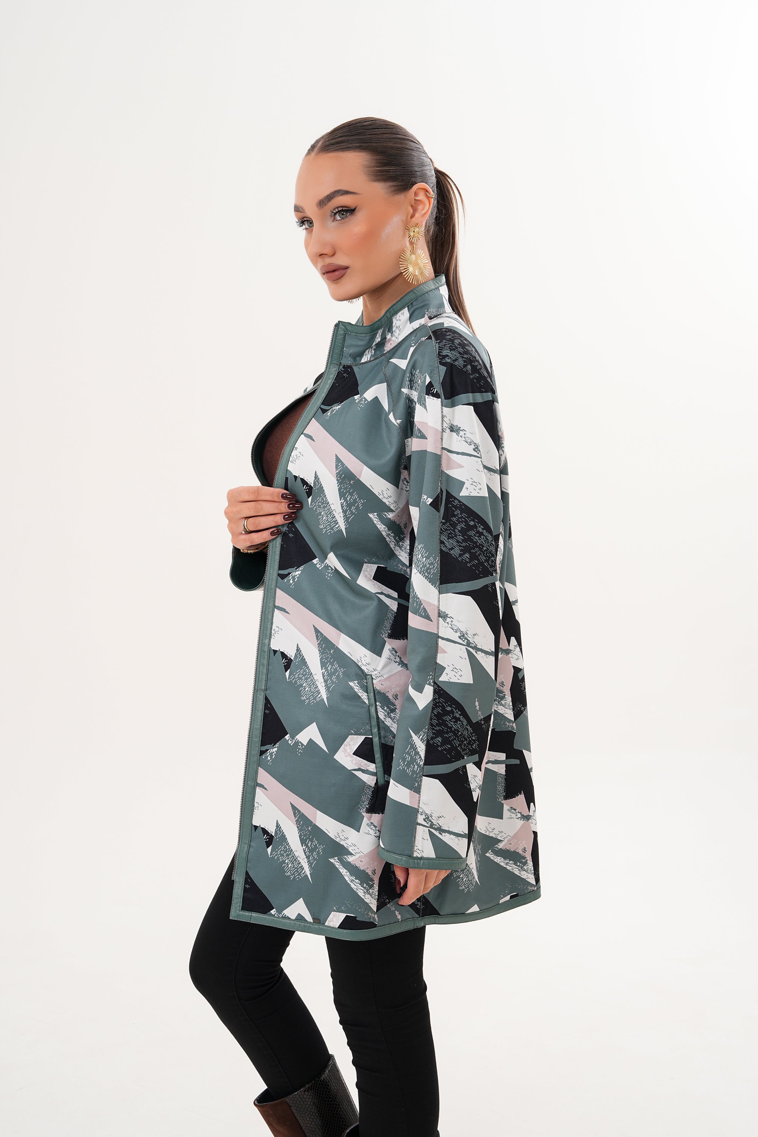 The Prado Reversible Green Leather Jacket - Vinci Leather