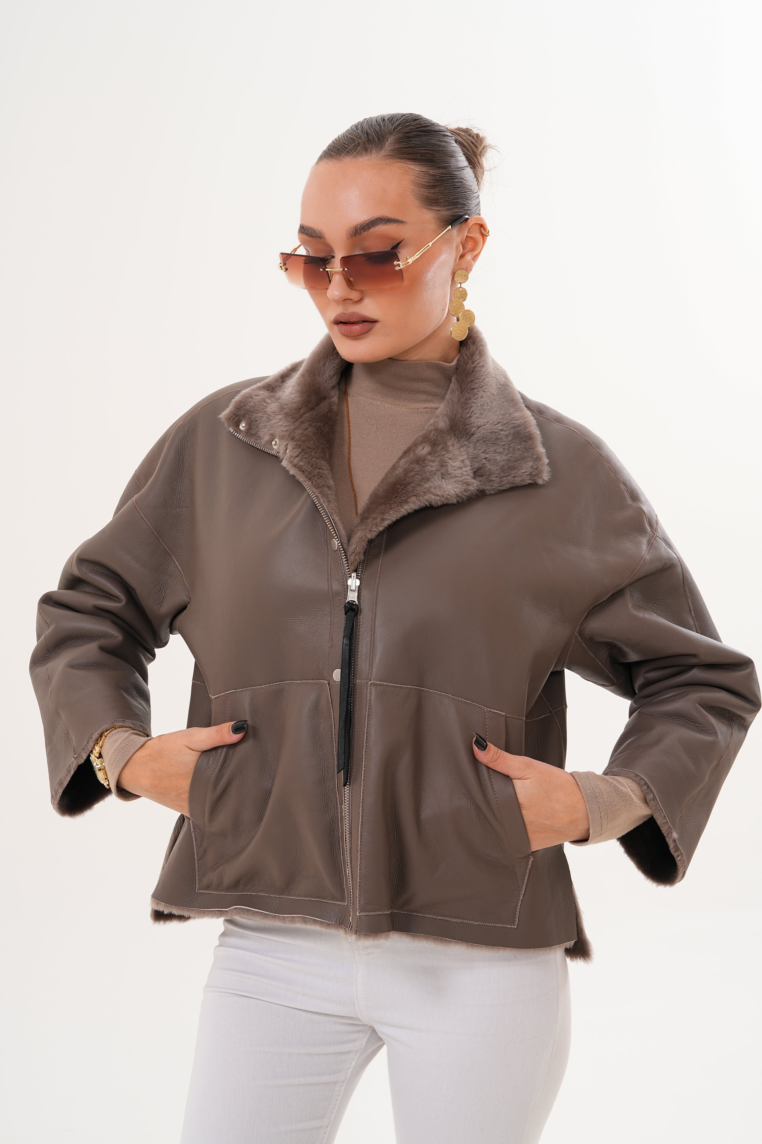The Geneva Reversible Shearling Leather Jacket - Vinci Leather