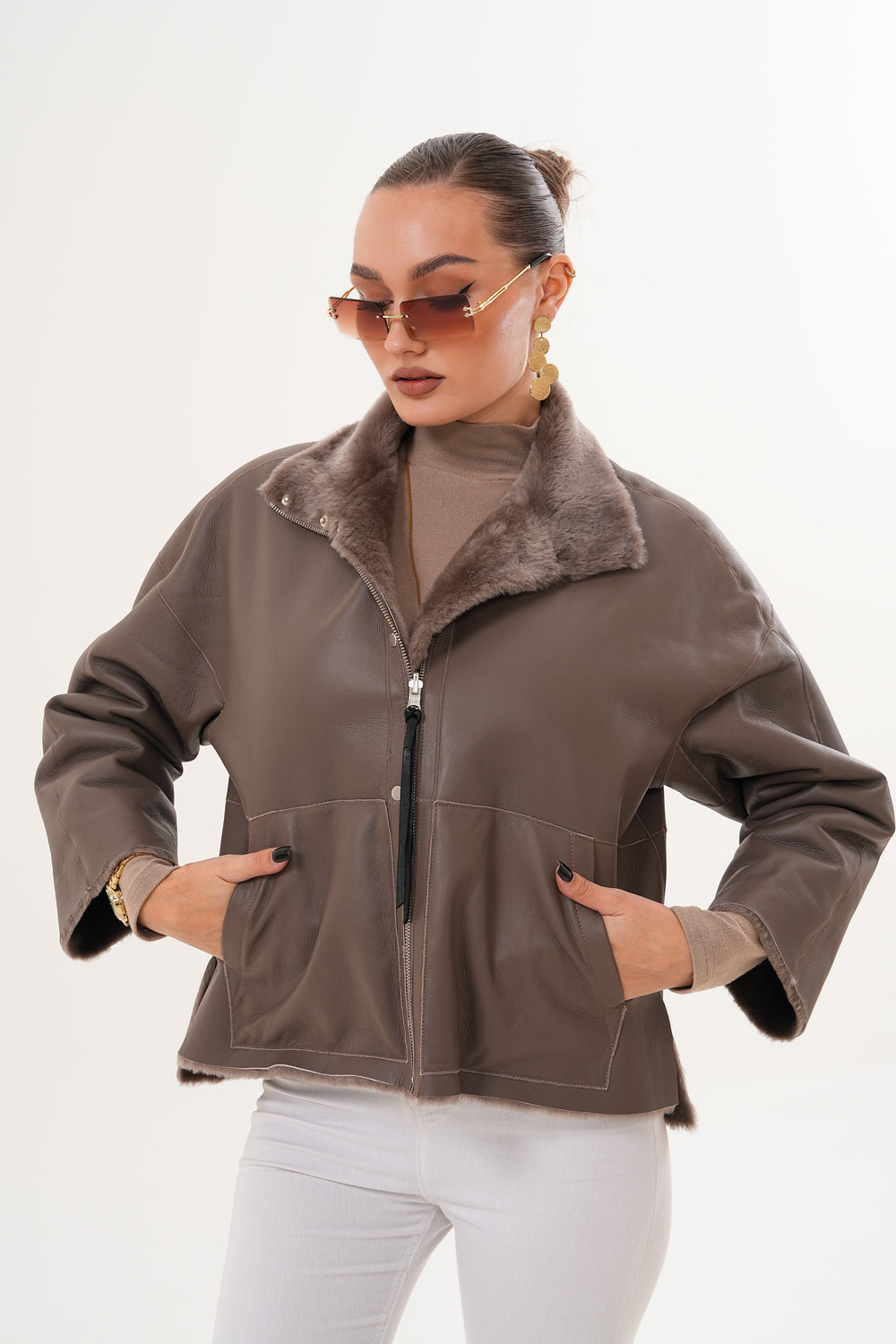 The Geneva Reversible Shearling Leather Jacket - Vinci Leather