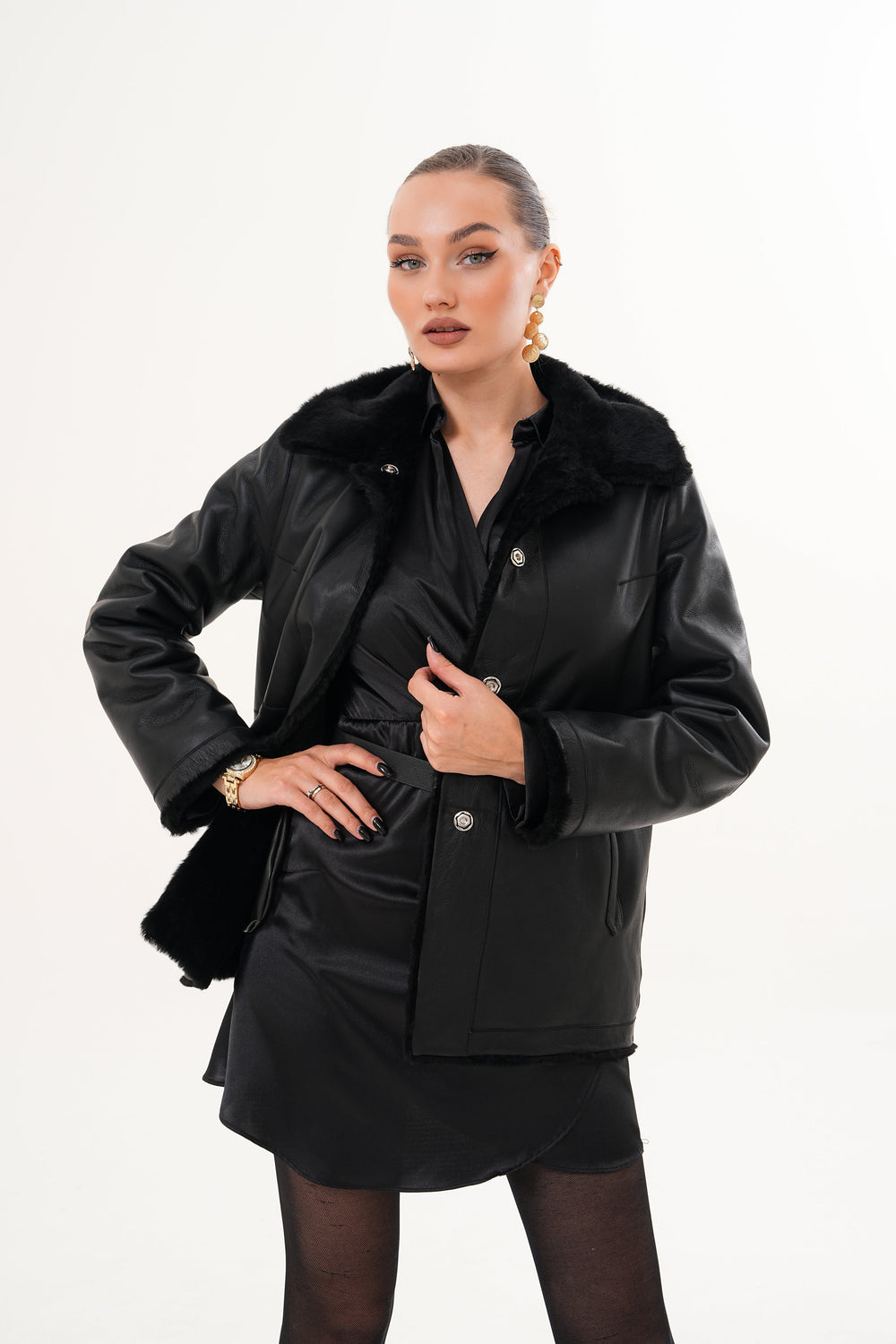 The Ava Reversible Shearling Leather Jacket - Vinci Leather