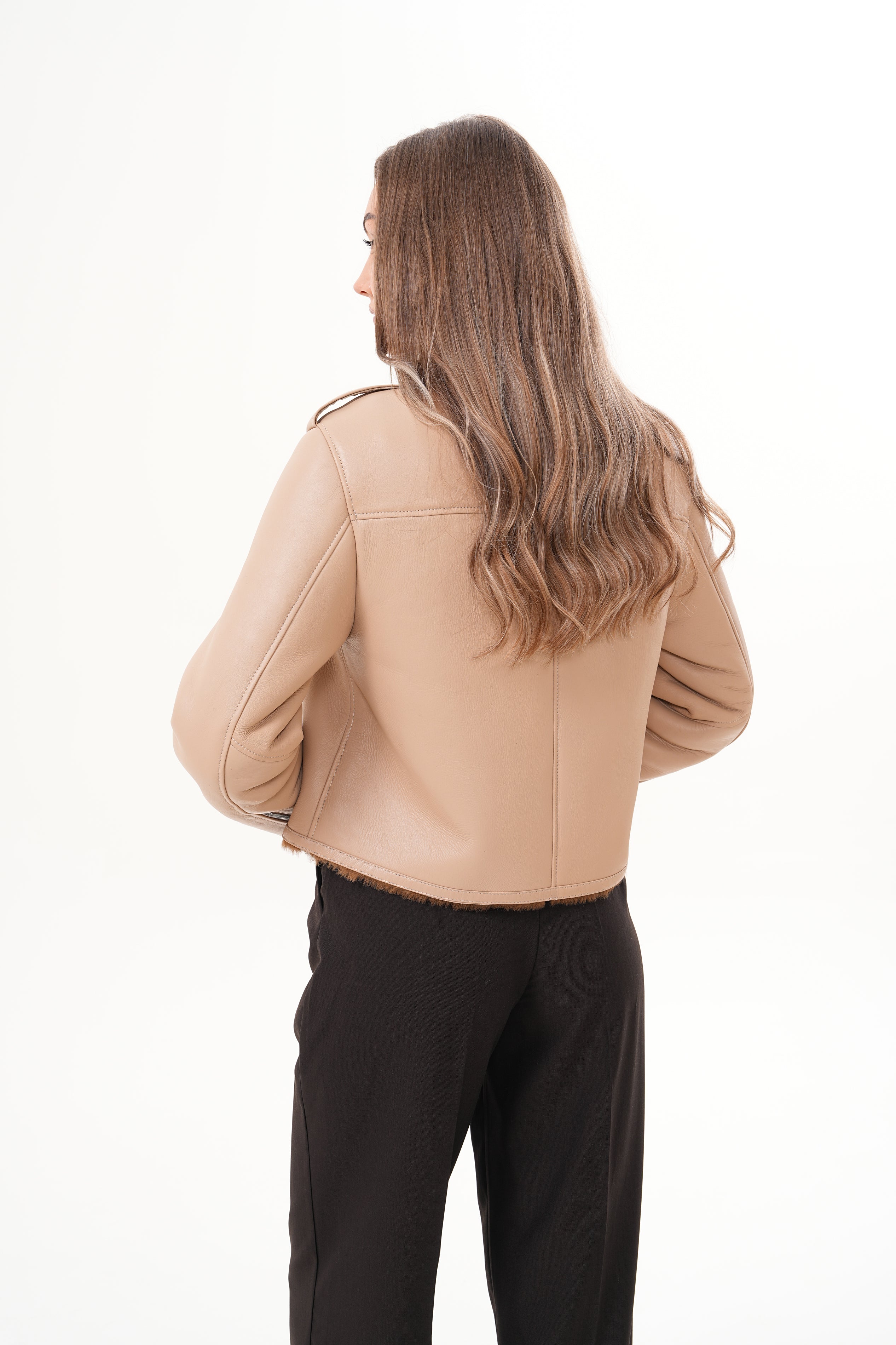 The Lucerne Tan Shearling-Lined Leather Jacket - Vinci Leather