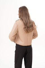 The Lucerne Tan Shearling-Lined Leather Jacket - Vinci Leather
