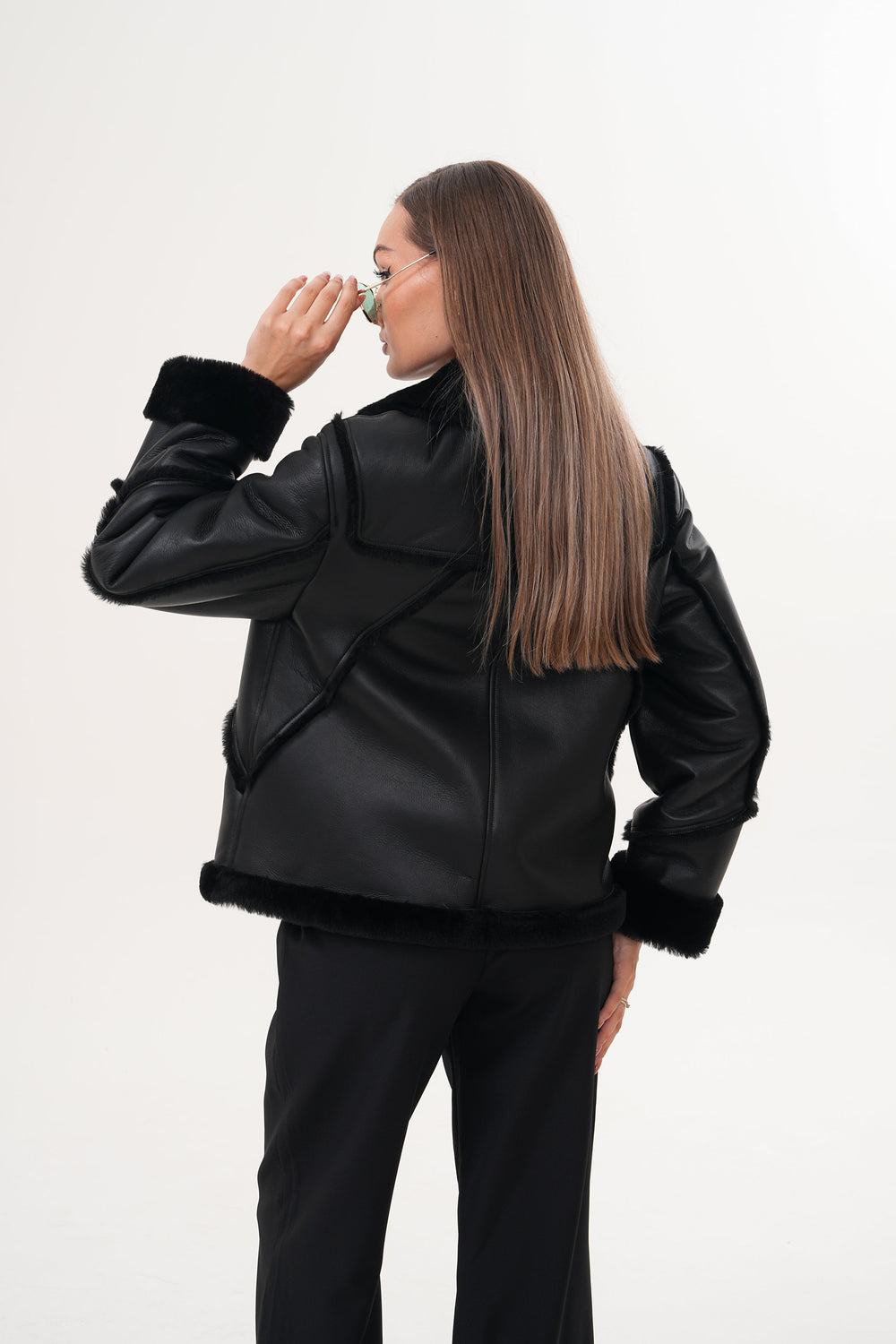 The Denali Black Shearling Leather Jacket - Vinci Leather