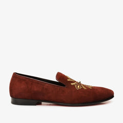 The Lazio Shoe Burgundy Suede Slip-on  Loafer Shoe - Vinci Leather